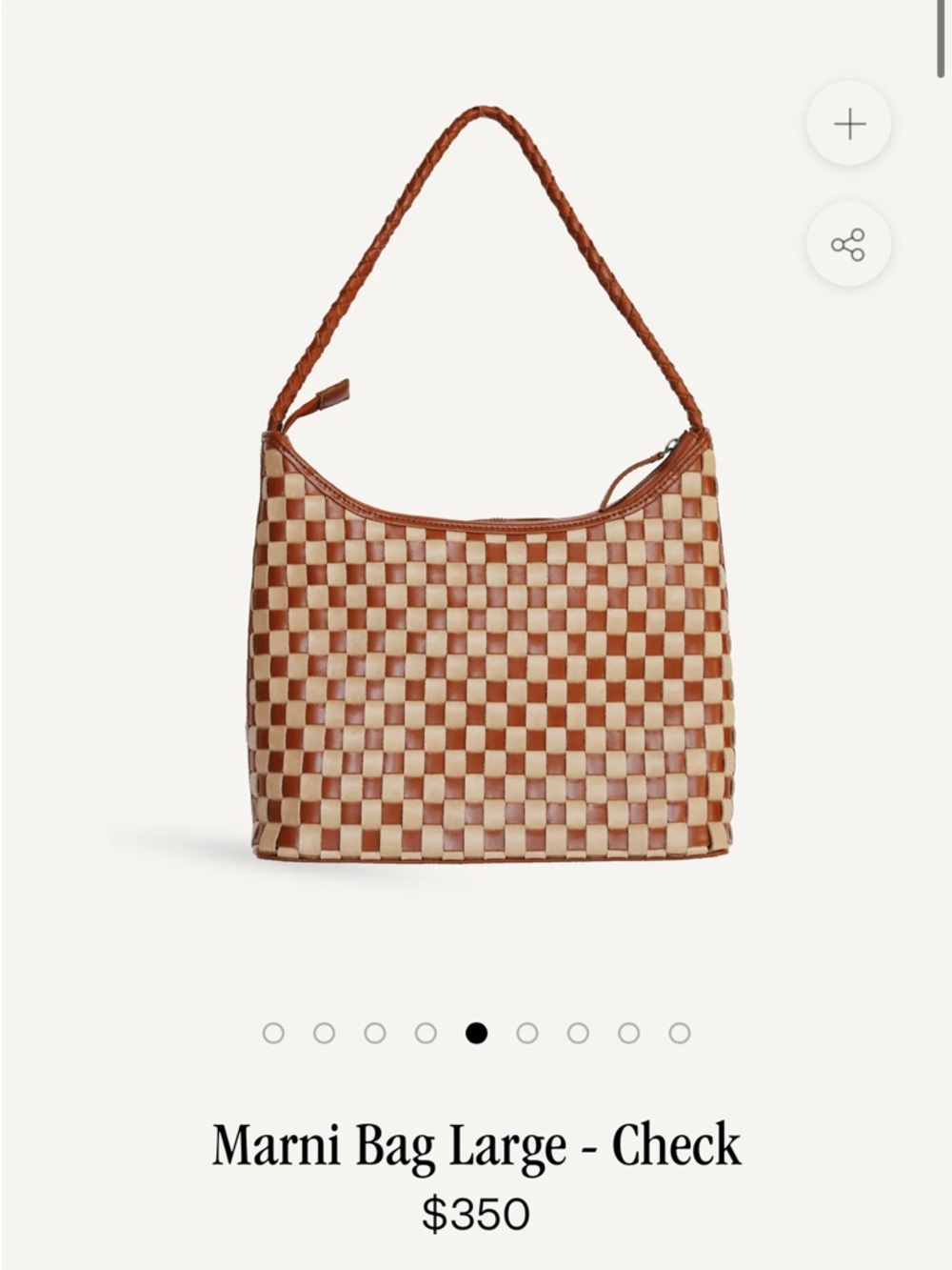 Marni Large Check Woven Shoulder Bag in Brown and Cream